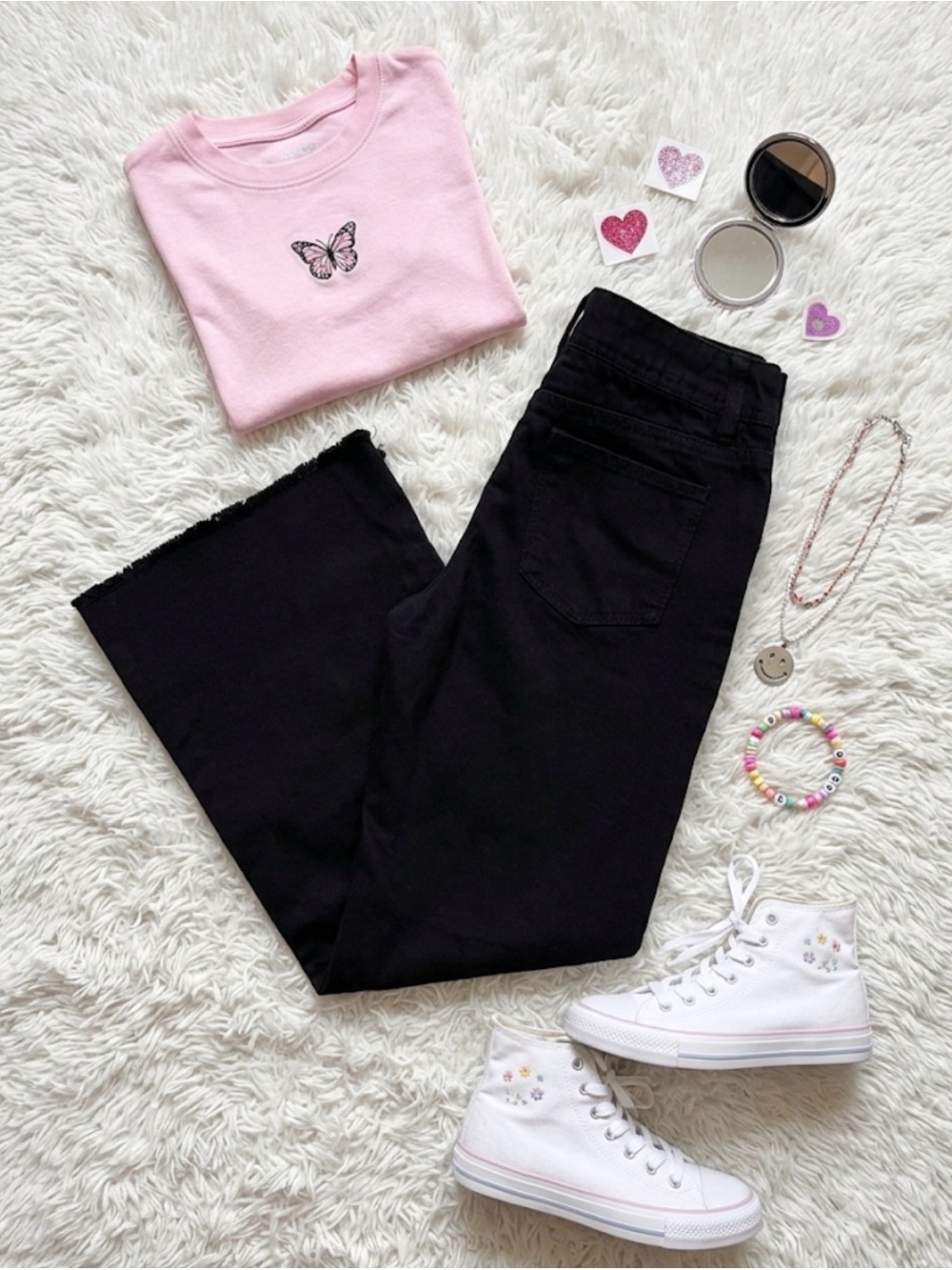 Girls Flare Frayed Hem Jeans